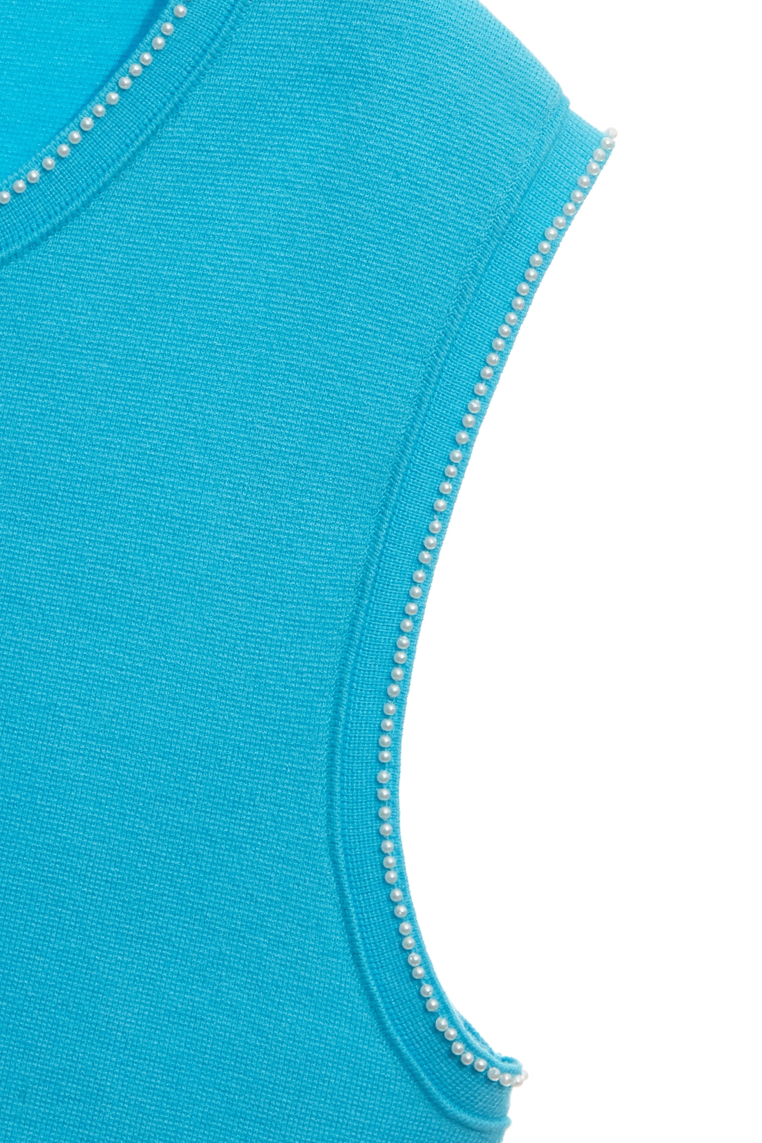 澄澈青藍色鑲珍珠針織上衣澄澈青藍色鑲珍珠針織上衣,一般背心,一般背心馬甲,上衣,春夏穿搭,珍珠,背心,針織,針織背心