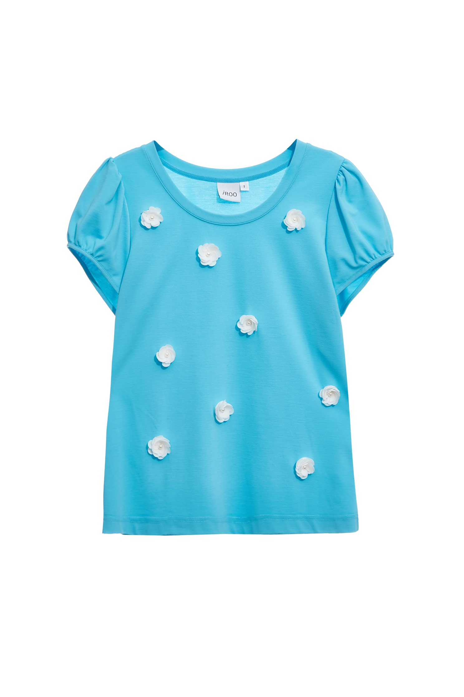 淺水藍手工花朵Ｔ恤上衣淺水藍手工花朵Ｔ恤上衣,T恤,上衣,秋冬穿搭,花花世界