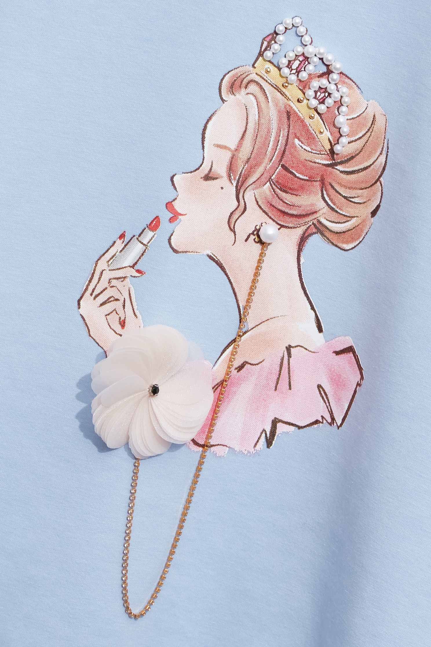 妝造公主印花上衣妝造公主印花上衣,上衣,珍珠,秋冬穿搭,簡約穿搭