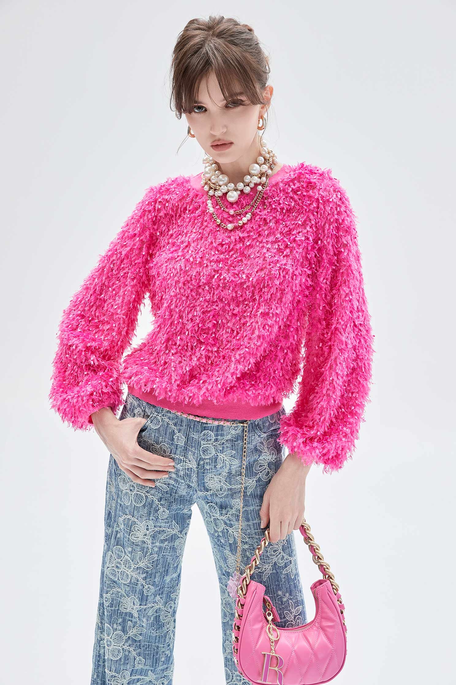 威尼斯粉立體雷切花片上衣威尼斯粉立體雷切花片上衣,一般外套,上衣,外套,春夏穿搭,約會特輯,花花世界