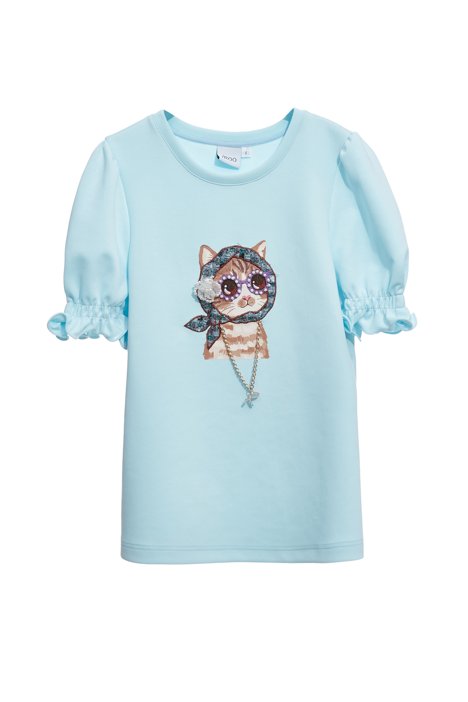 公主貓造型Ｔ恤上衣公主貓造型Ｔ恤上衣,上衣,刺繡,珍珠,秋冬穿搭