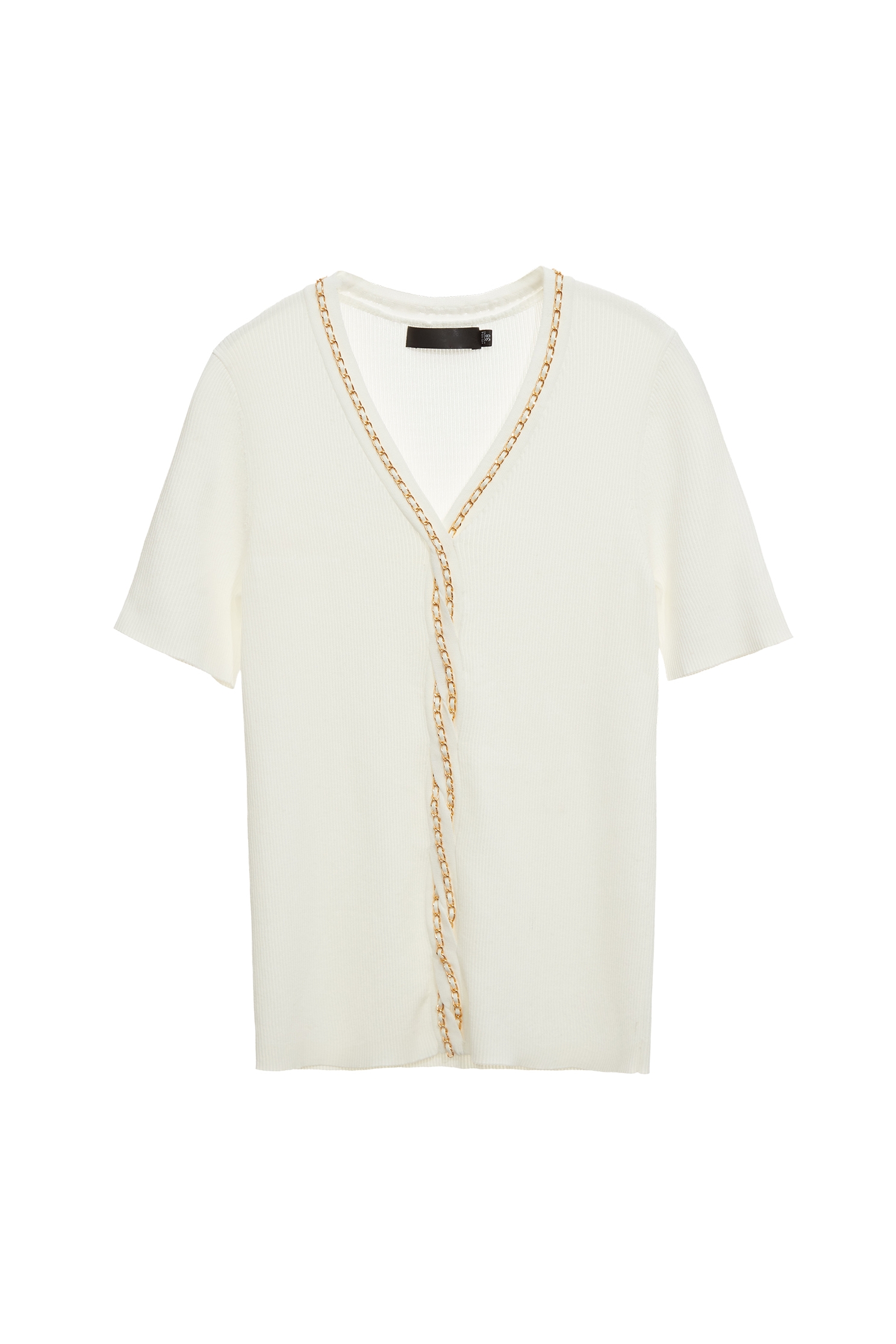 小香風鏈飾針織上衣小香風鏈飾針織上衣,上衣,小香風,春夏穿搭,白色上衣,約會特輯,針織,針織衫