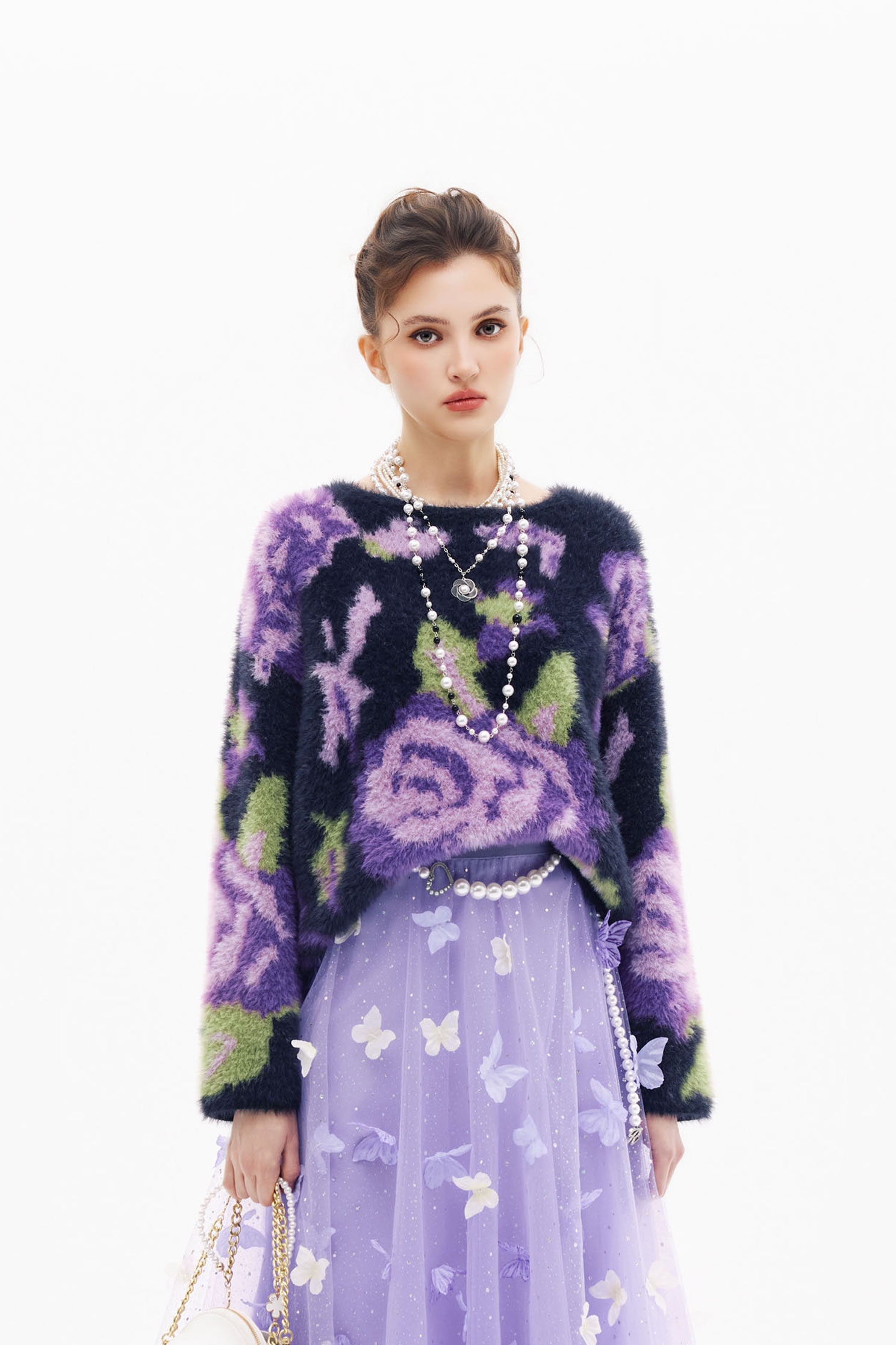 溫室綺麗花卉針織上衣溫室綺麗花卉針織上衣,上班OL穿搭,上衣,春夏穿搭,派對特輯,約會特輯,花花世界,針織,針織上衣,針織衫