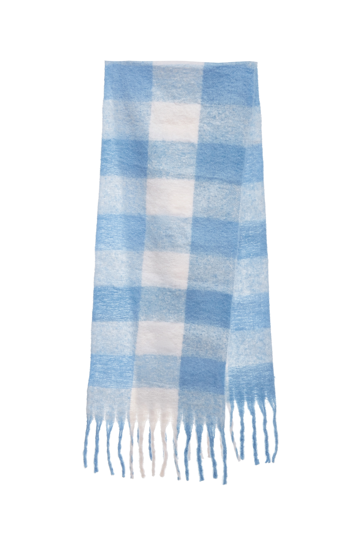 簡約藍白格紋暖絨圍巾簡約藍白格紋暖絨圍巾,圍巾,格紋,秋冬穿搭,針織