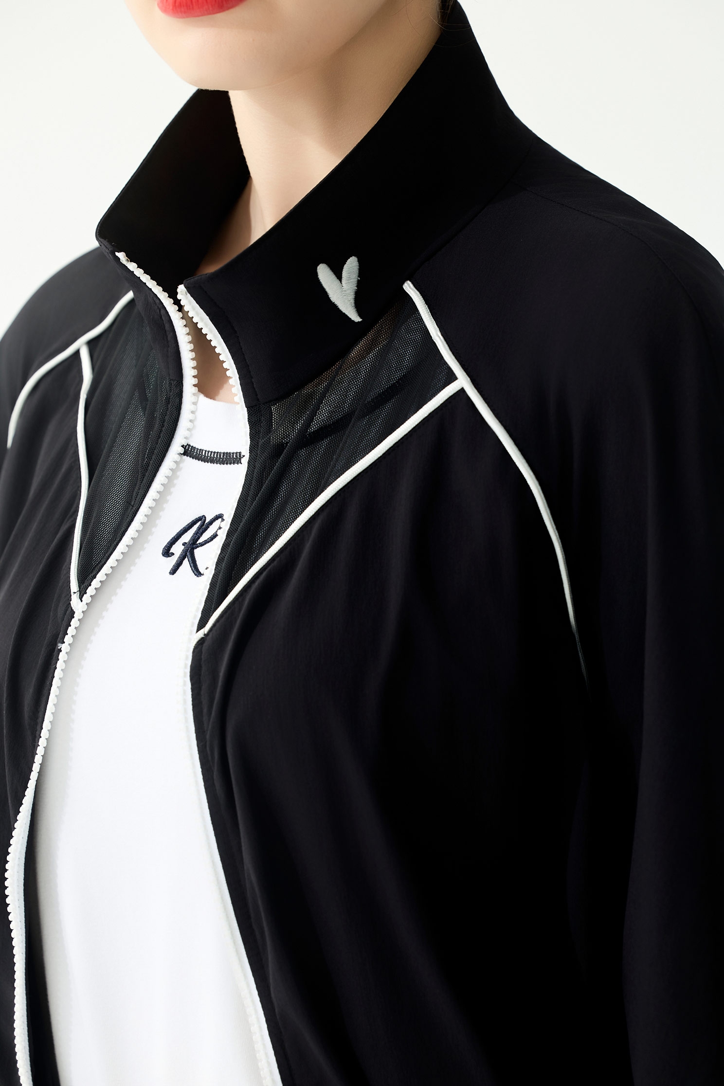 拼接透視網紗膠原蛋白外套拼接透視網紗膠原蛋白外套,一般外套,外套,春夏穿搭,網紗,黑色外套