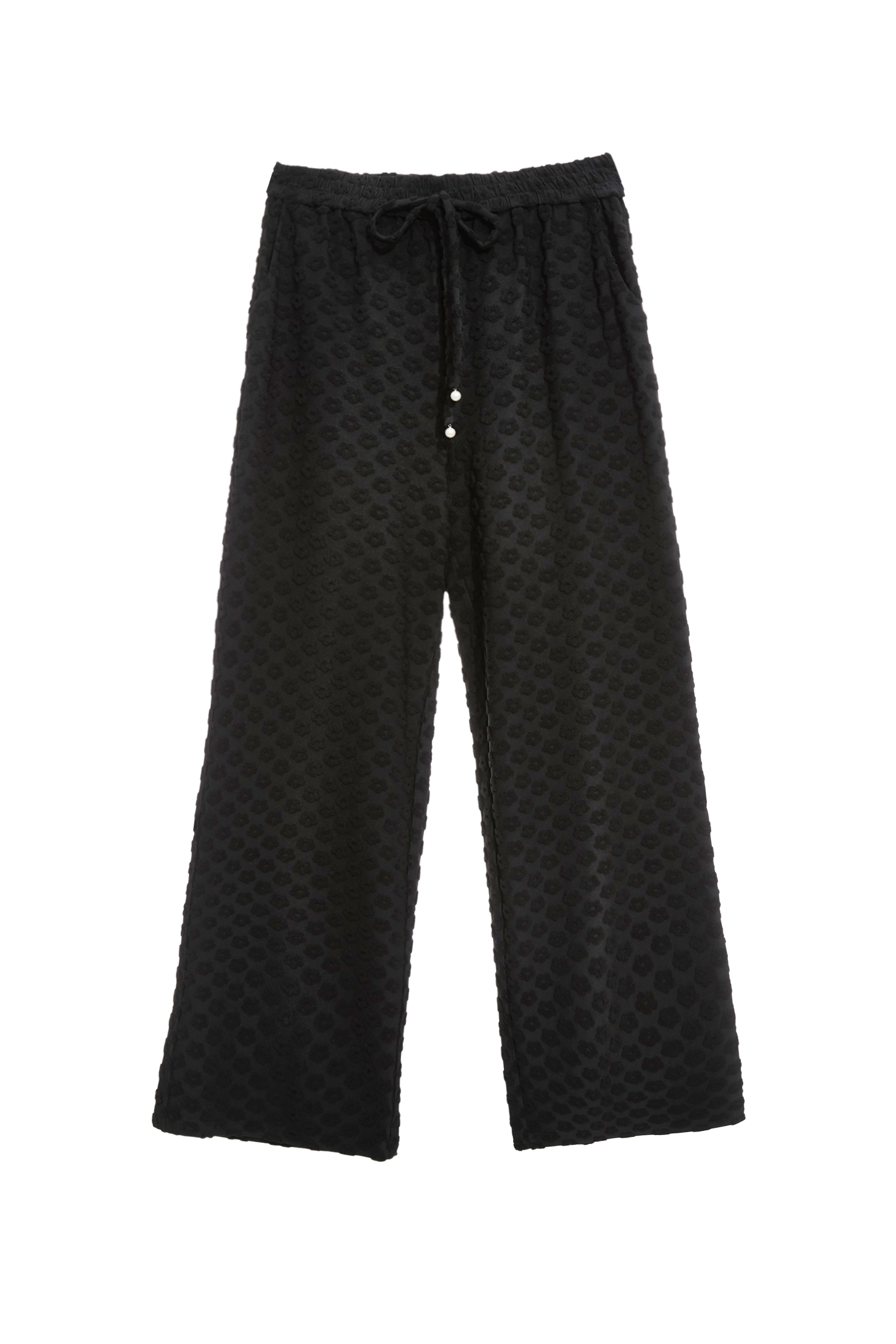 極簡立體花朵褆花寬褲極簡立體花朵褆花寬褲,寬褲,春夏穿搭,褲子,黑色褲子