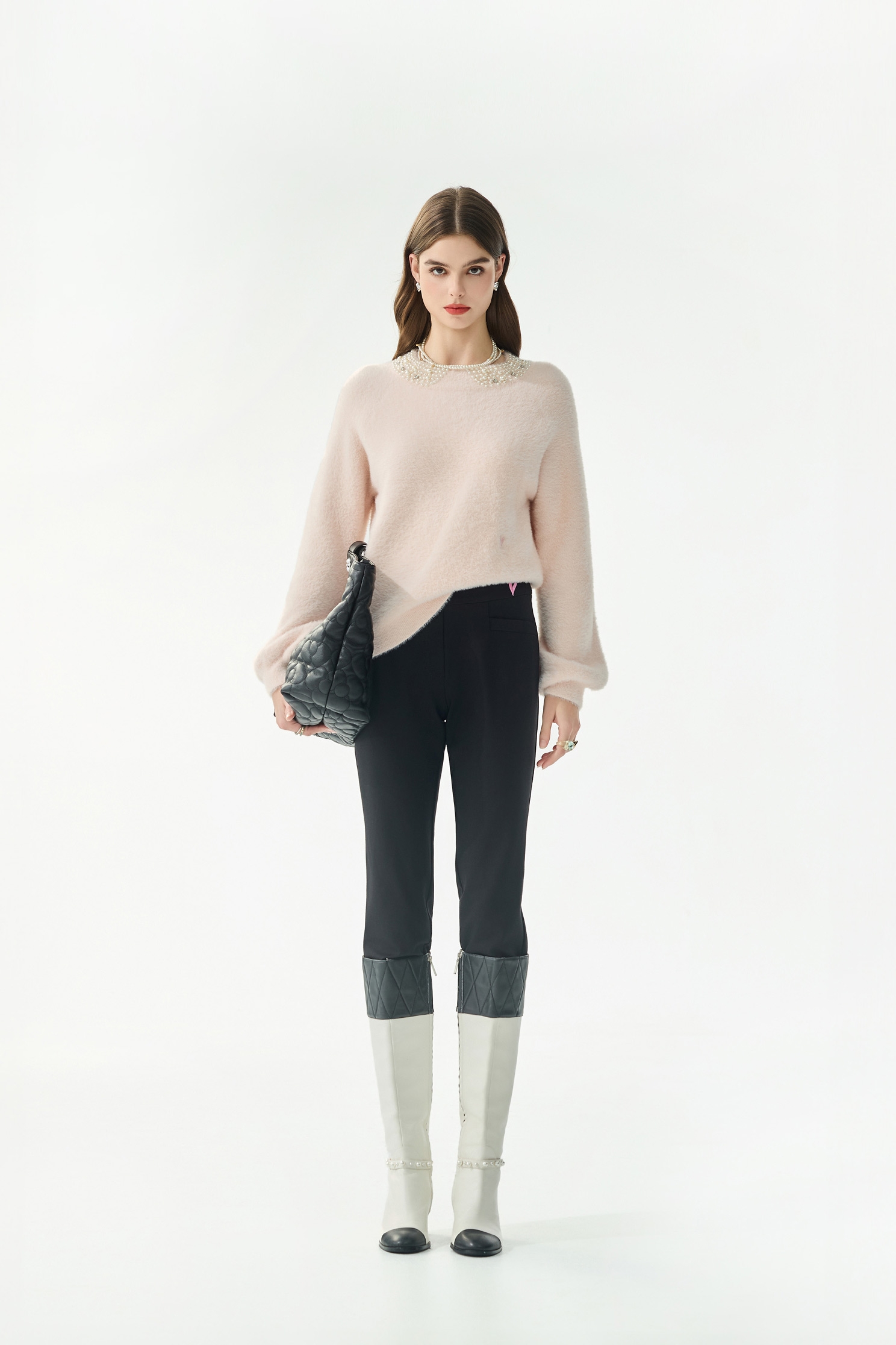 雙腰頭簡約合身褲雙腰頭簡約合身褲,刺繡,秋冬穿搭,窄管褲,簡約穿搭,褲子