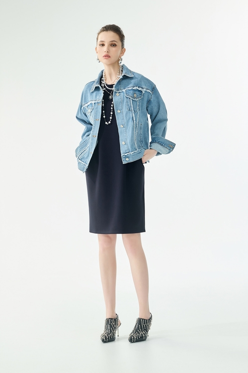 溫室花卉貼布刺繡牛仔外套,牛仔外套