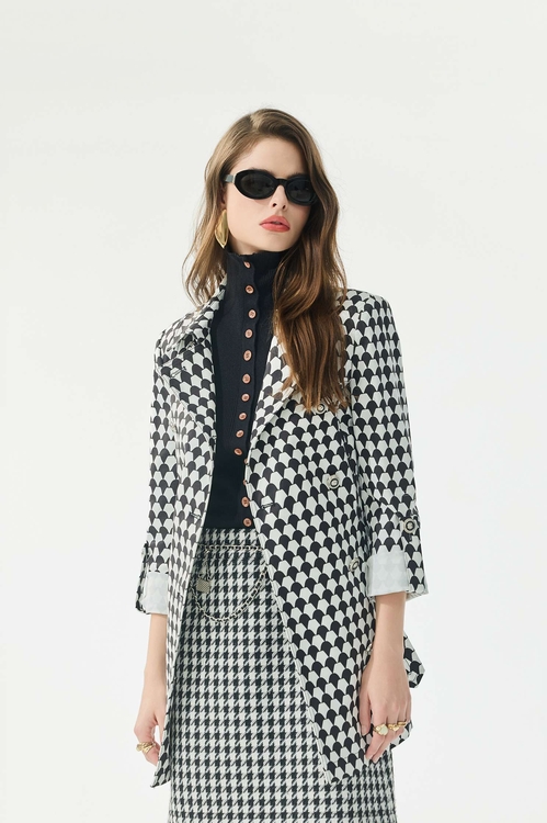 幾何鑽石花風衣外套,風衣