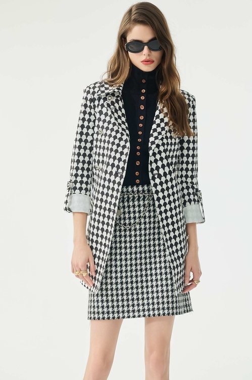 幾何鑽石花風衣外套,風衣