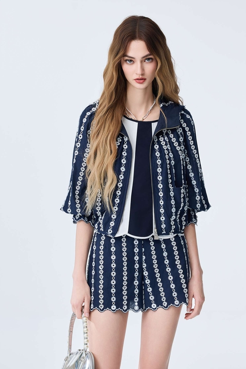 海洋洞穴色蕾絲外套,連帽外套