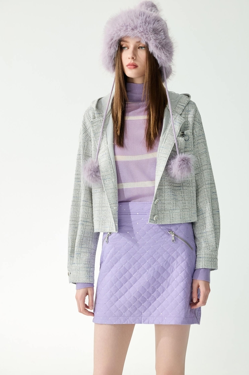 丁香灰花紗連帽外套,連帽外套