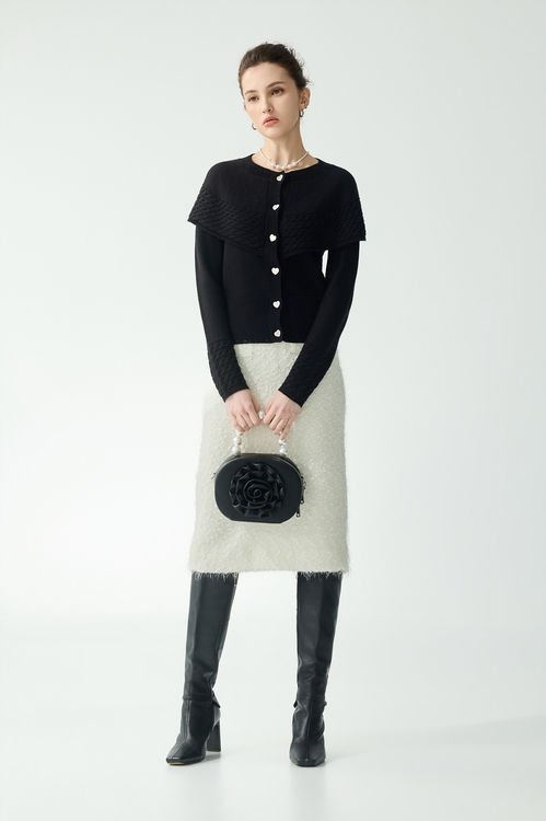 斗篷感造型針織外罩,針織外套