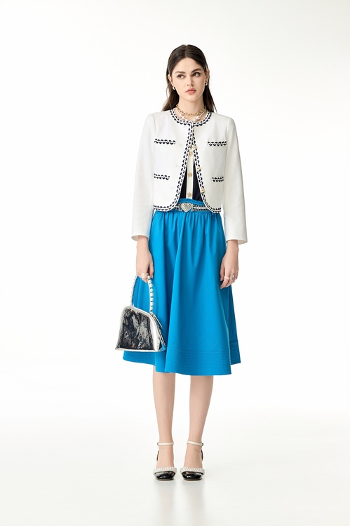 小香風鑲暮色蘭織帶外套,小香風外套