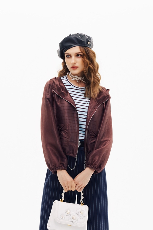 櫻桃巧克力色連帽外套,連帽外套