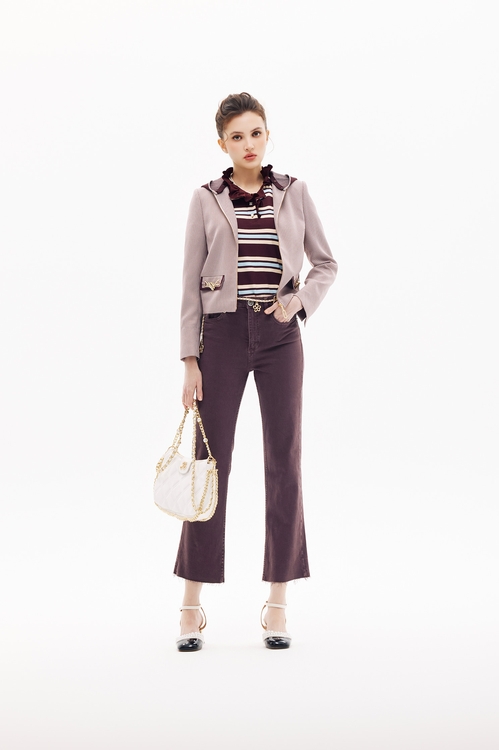 櫻桃巧克力色格紋外套,人氣商品