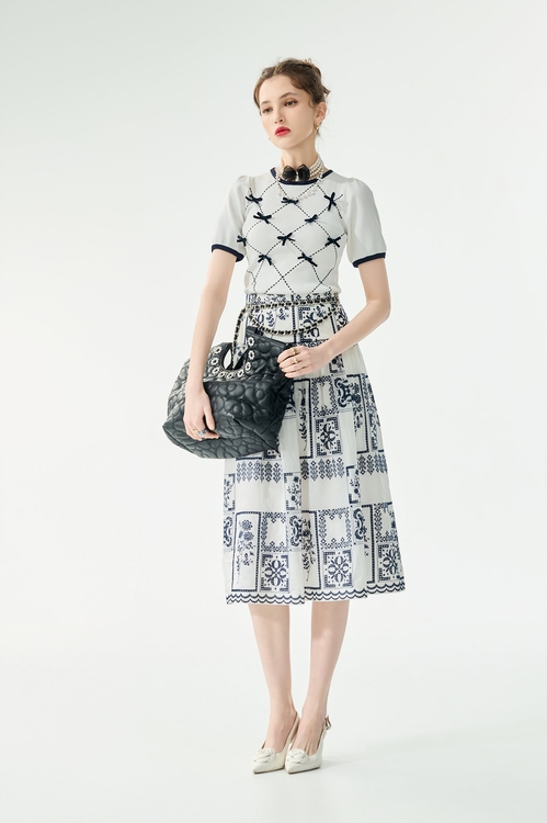 溫室花園繡花長裙,長裙