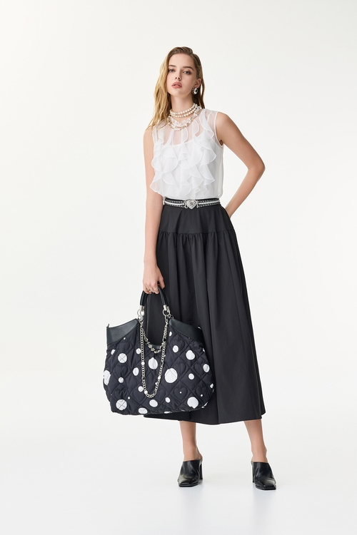 份量感魚骨大澎裙,黑色裙子