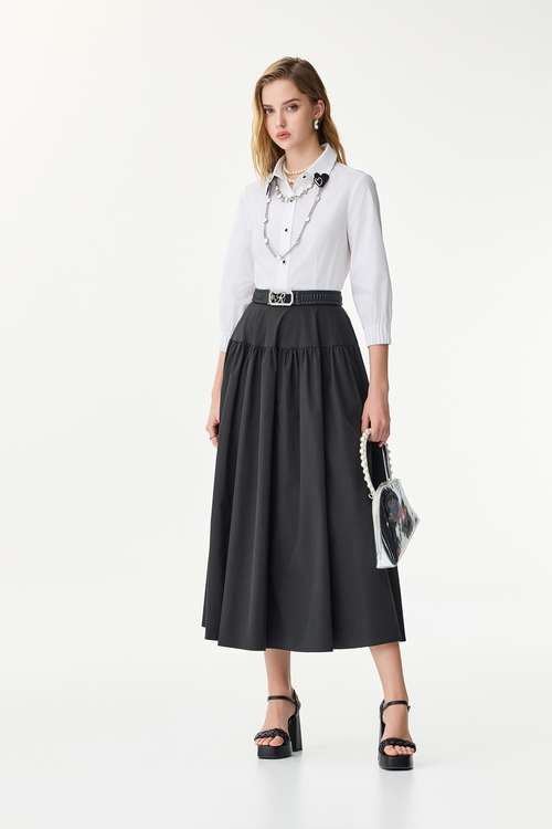 份量感魚骨大澎裙,黑色裙子