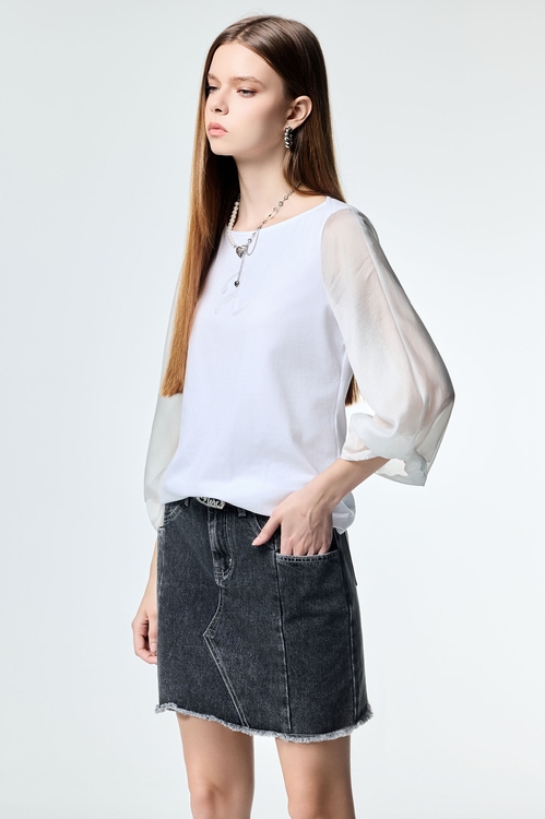 露裙檔造型牛仔短褲,牛仔裙