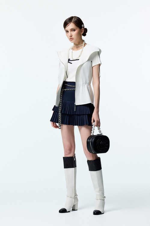 海軍藍雙百摺短裙,短裙