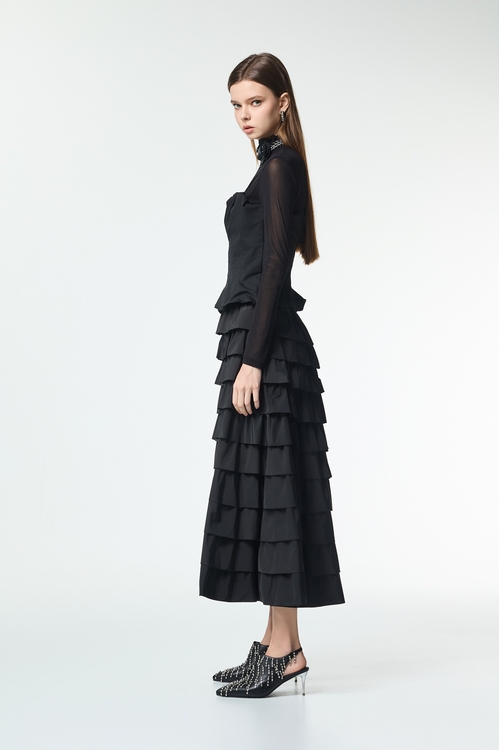 極致黑千層蛋糕裙,網裙