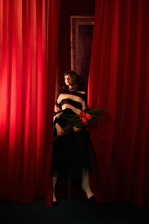 濃厚靛藍拼網紗牛仔裙,紗裙