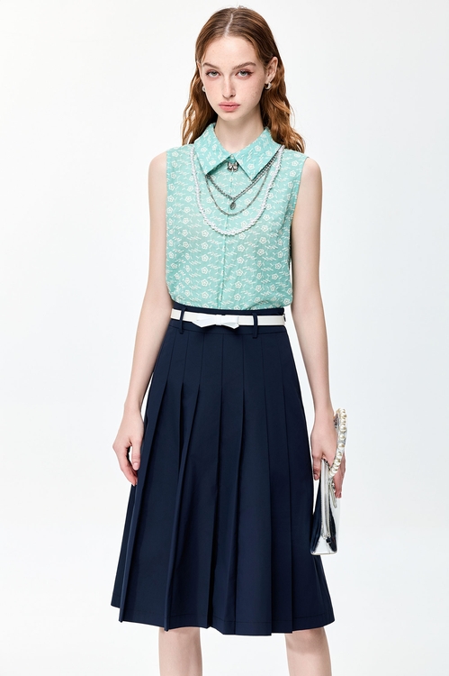 火山玻璃色百褶長裙,百摺長裙