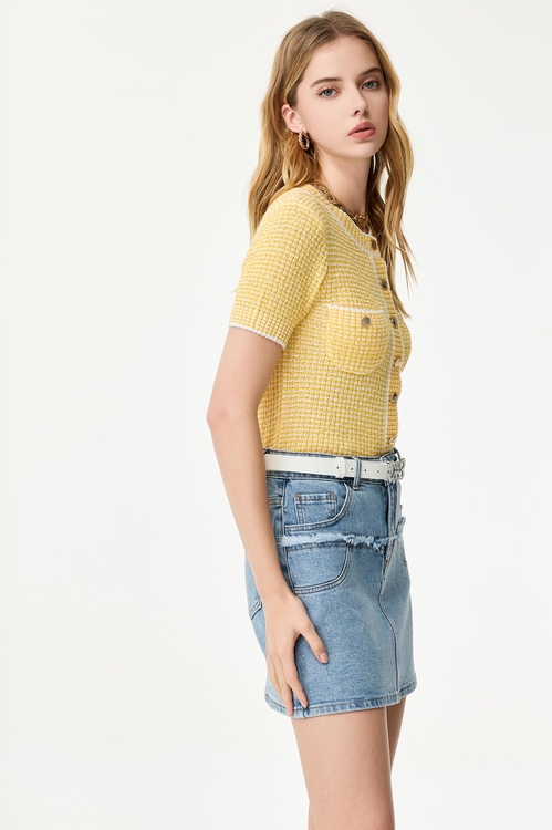 雙層拼接裙身牛仔裙,牛仔裙