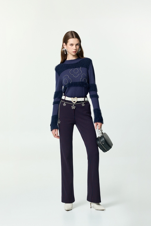 火焰色條紋喇叭長褲,喇叭褲