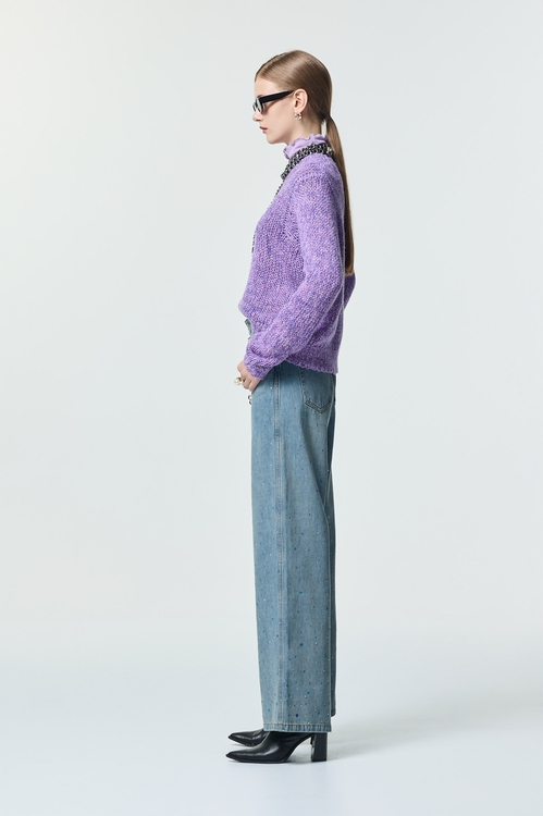 閃光五彩點點牛仔寬褲,牛仔褲