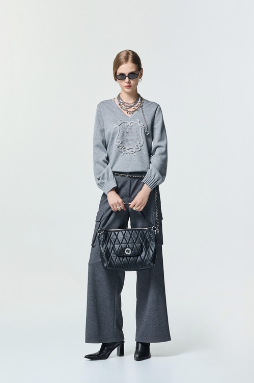 月光灰工裝風寬褲,長褲