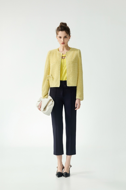 造型腰頭海軍藍合身褲,窄管褲,褲子