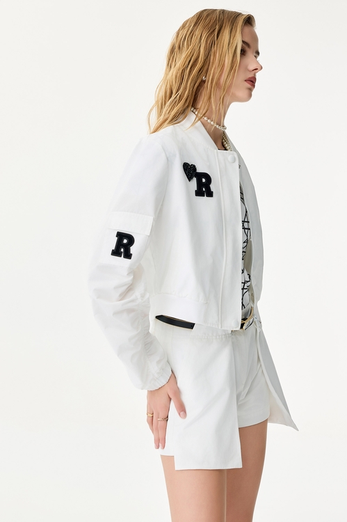 變化雙層飾片設計短褲,白色褲子