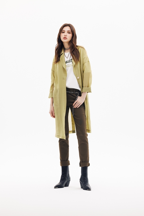 酸橙綠仿牛仔合身褲,牛仔褲