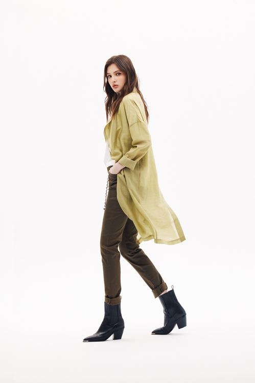 酸橙綠仿牛仔合身褲,牛仔褲