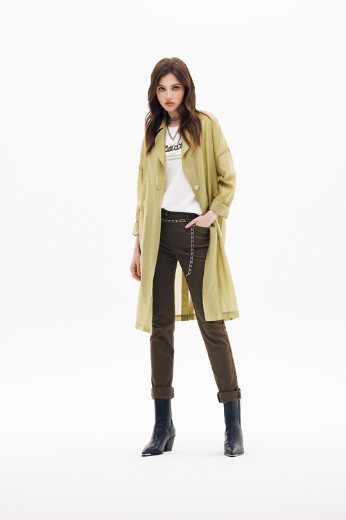 酸橙綠仿牛仔合身褲,牛仔褲