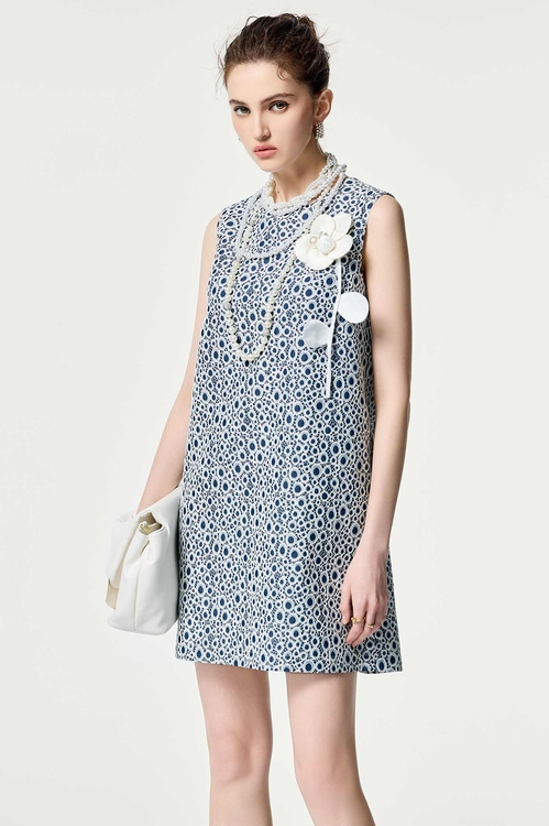 貼合蕾絲偽牛仔洋裝,牛仔,洋裝