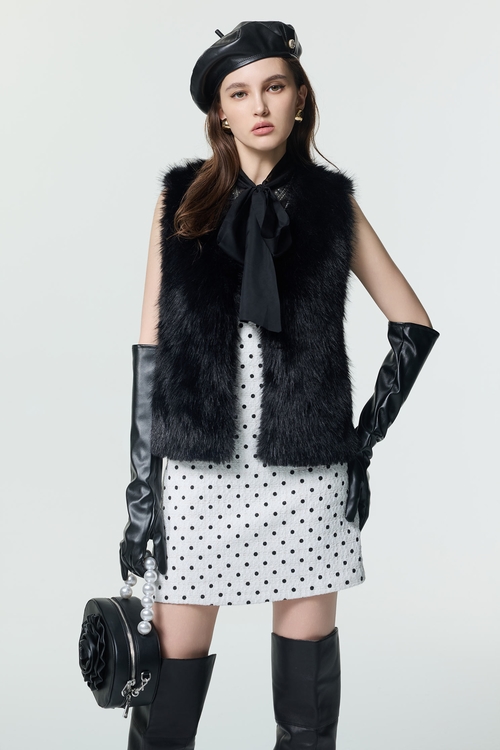 小香風波點印花短洋裝,波點