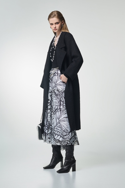 蝴蝶圖騰拼接針織洋裝,洋裝特輯