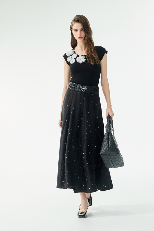 黑白配色立體花朵針織單品,一般背心馬甲