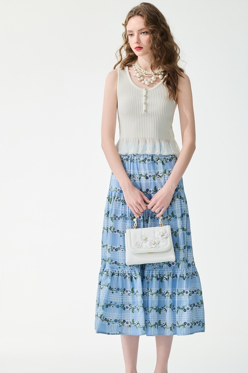 宮廷風荷葉下擺針織背心,針織背心