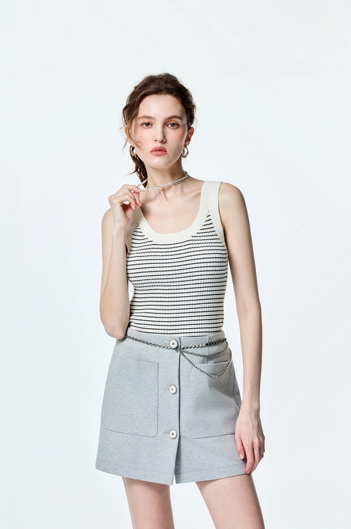 黑白細條針織小背心,條紋