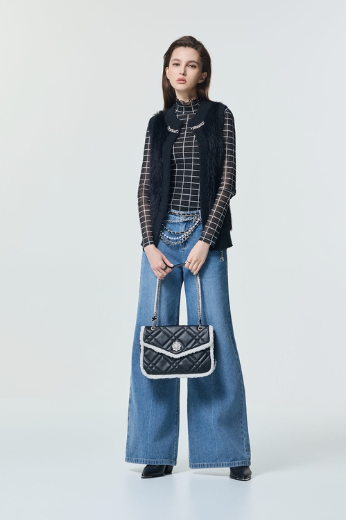 仿貂毛彈性針織背心,秋冬穿搭