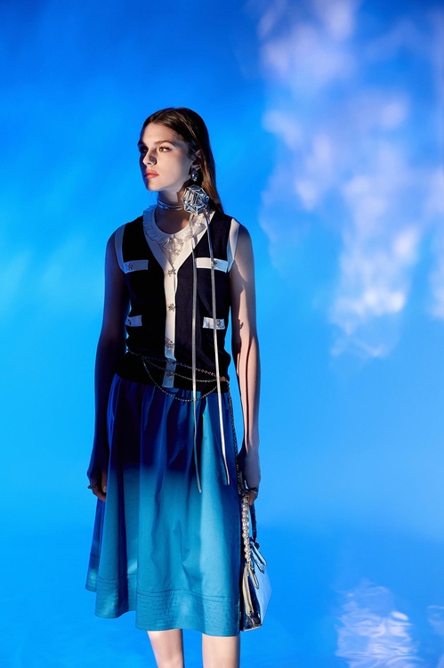 小香風暮色藍針織背心,V領背心