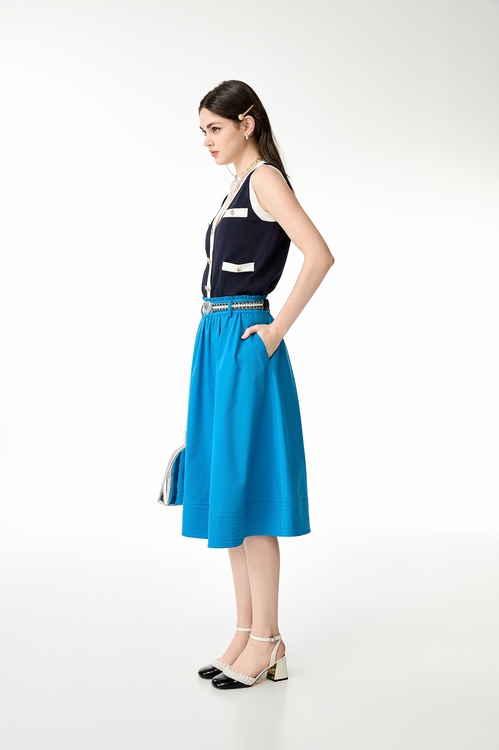 小香風暮色藍針織背心,V領背心