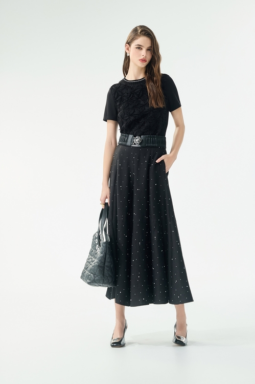 立體花朵異材拼接單品,蕾絲