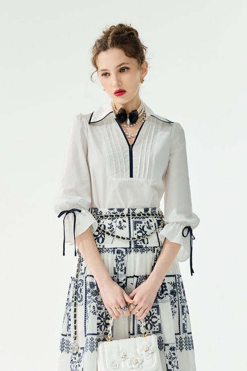 海洋洞穴色飾邊上衣,襯衫