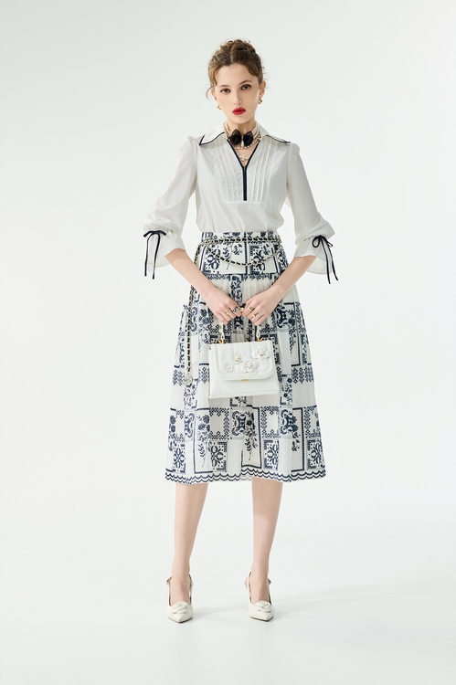 海洋洞穴色飾邊上衣,襯衫