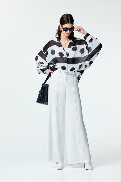 黑白大波點條紋絲棉襯衫,內搭上衣